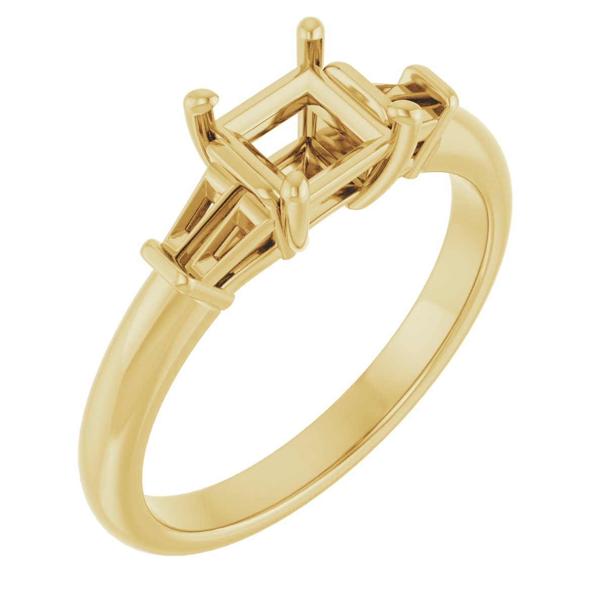 Baguette Accented Engagement Ring