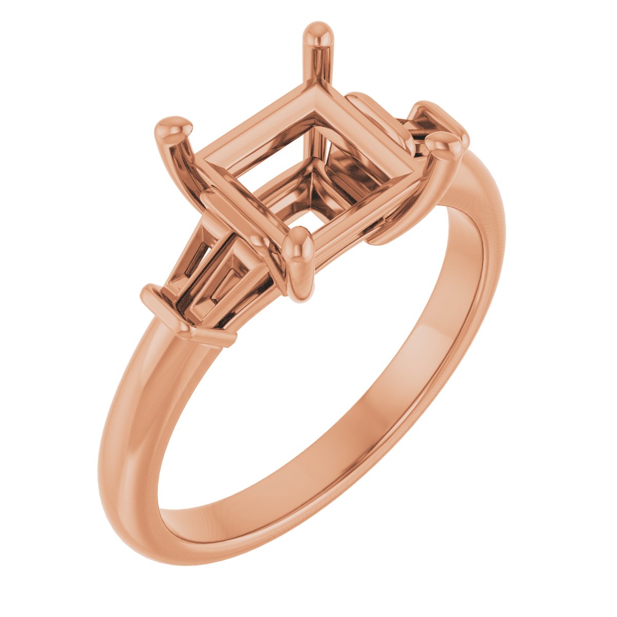 Baguette Accented Engagement Ring