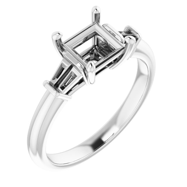 Baguette Accented Engagement Ring