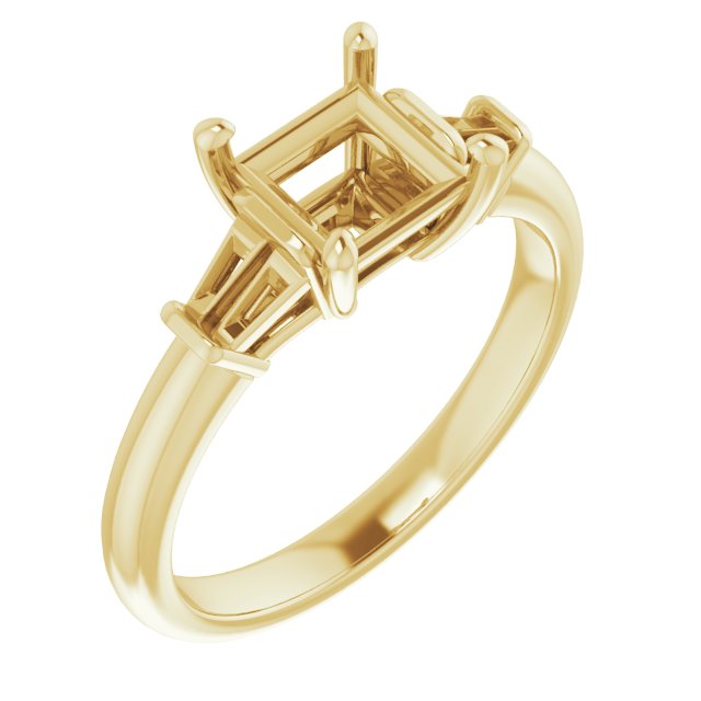Baguette Accented Engagement Ring