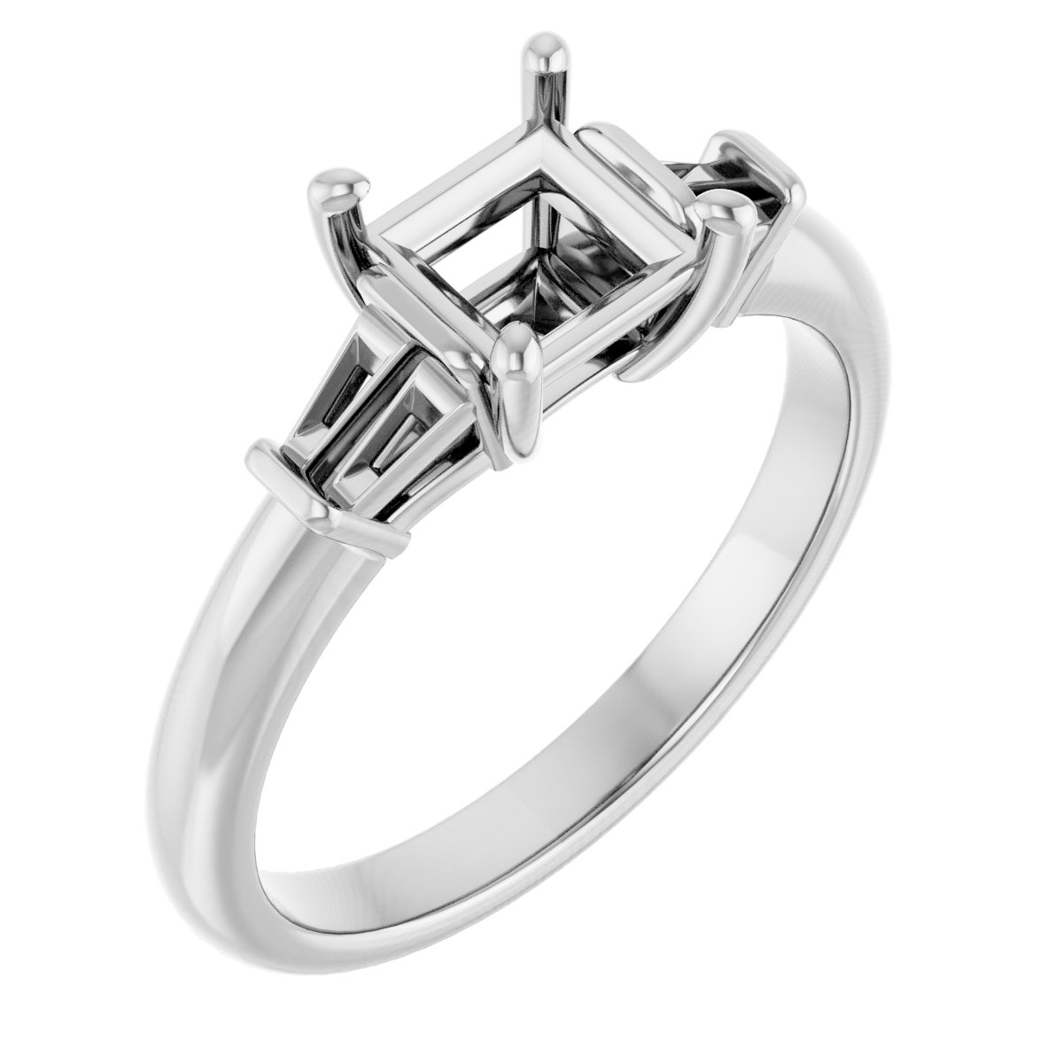 Baguette Accented Engagement Ring