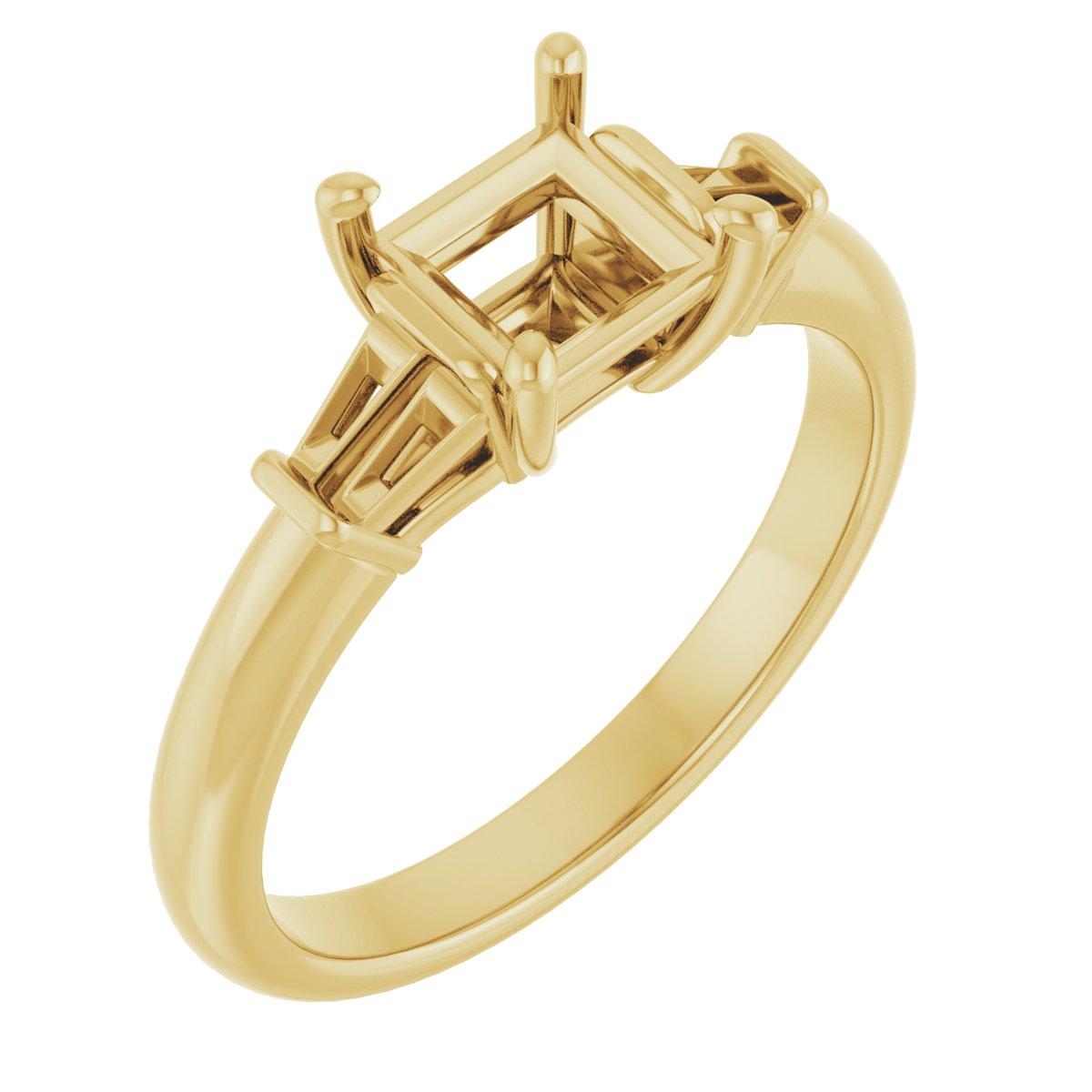 Baguette Accented Engagement Ring