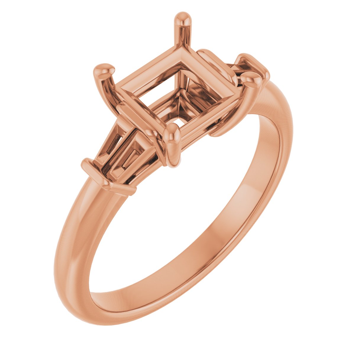 Baguette Accented Engagement Ring