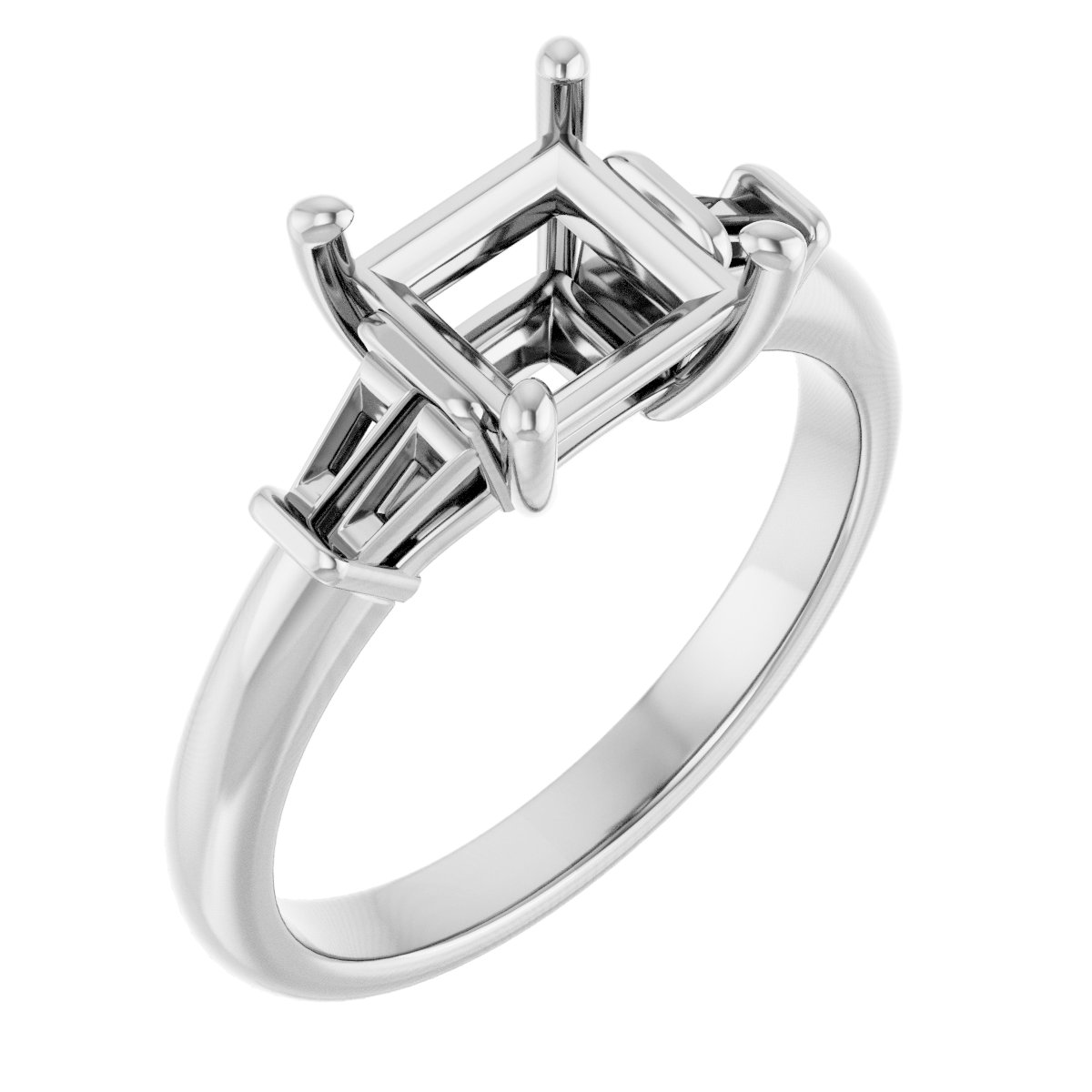 Baguette Accented Engagement Ring