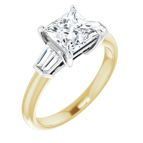 14K Yellow/White Square 1 1/2 ct Engagement Ring