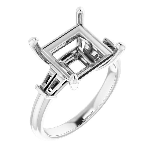 Baguette Accented Engagement Ring