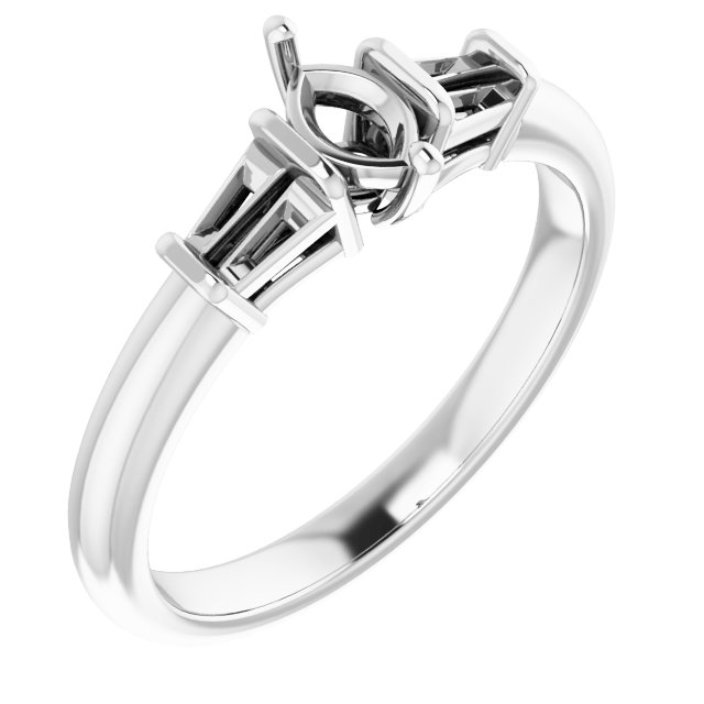 Baguette Accented Engagement Ring