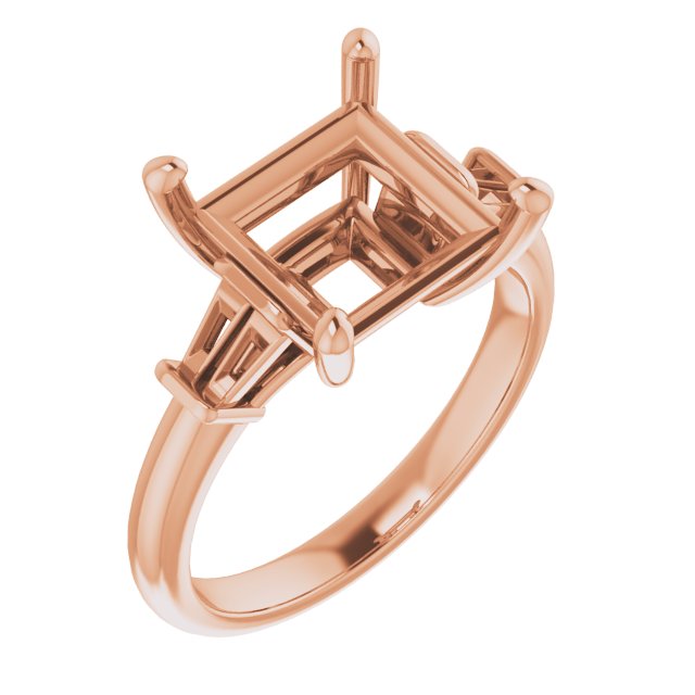 Baguette Accented Engagement Ring
