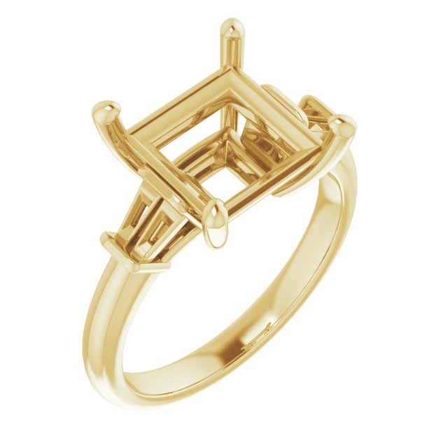 Baguette Accented Engagement Ring