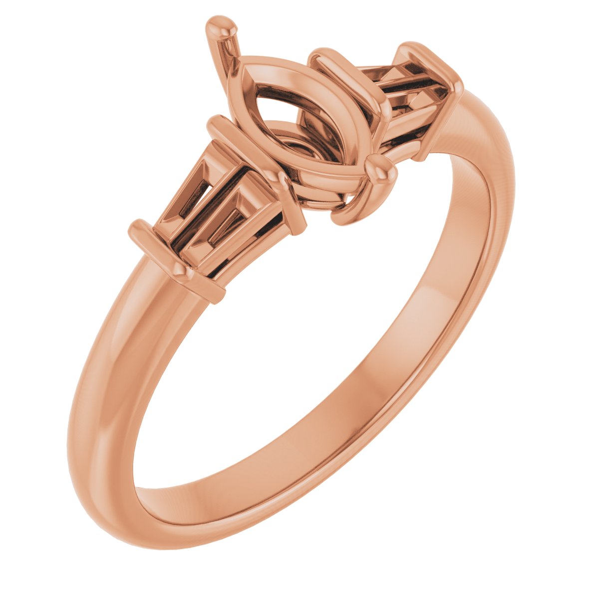 Baguette Accented Engagement Ring