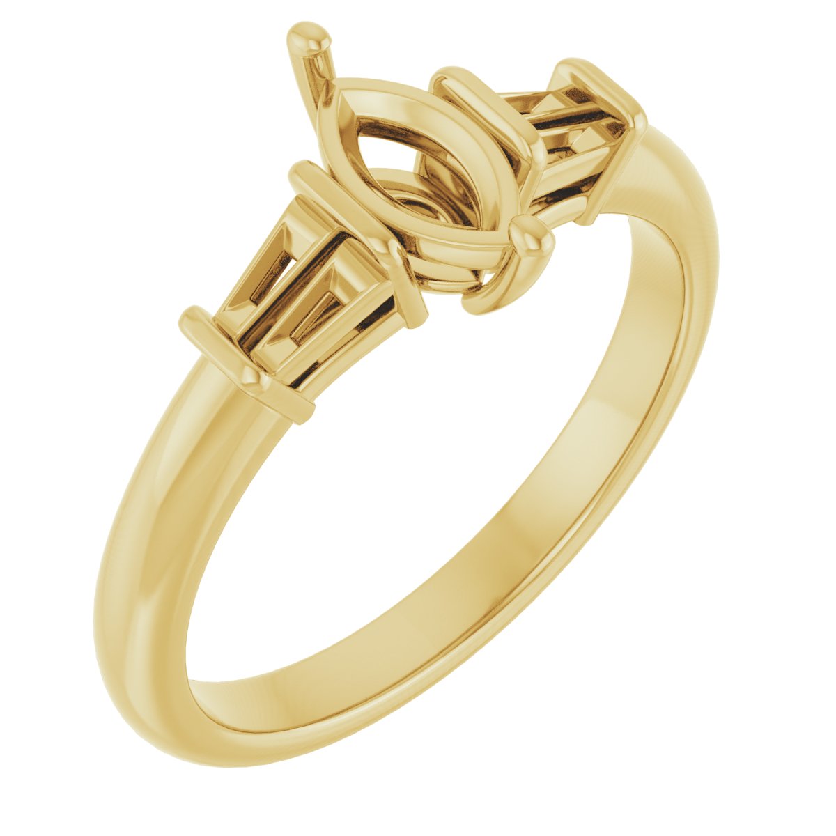 Baguette Accented Engagement Ring