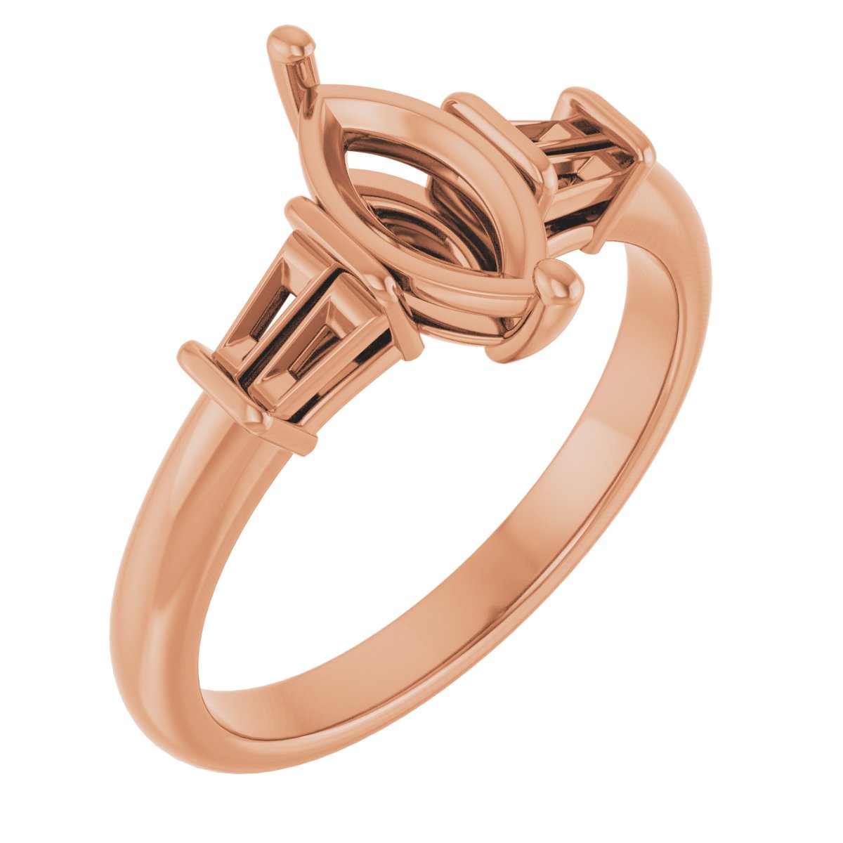 Baguette Accented Engagement Ring