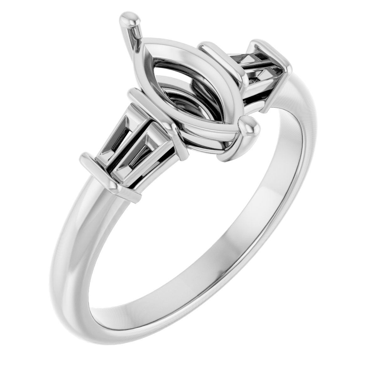 Baguette Accented Engagement Ring