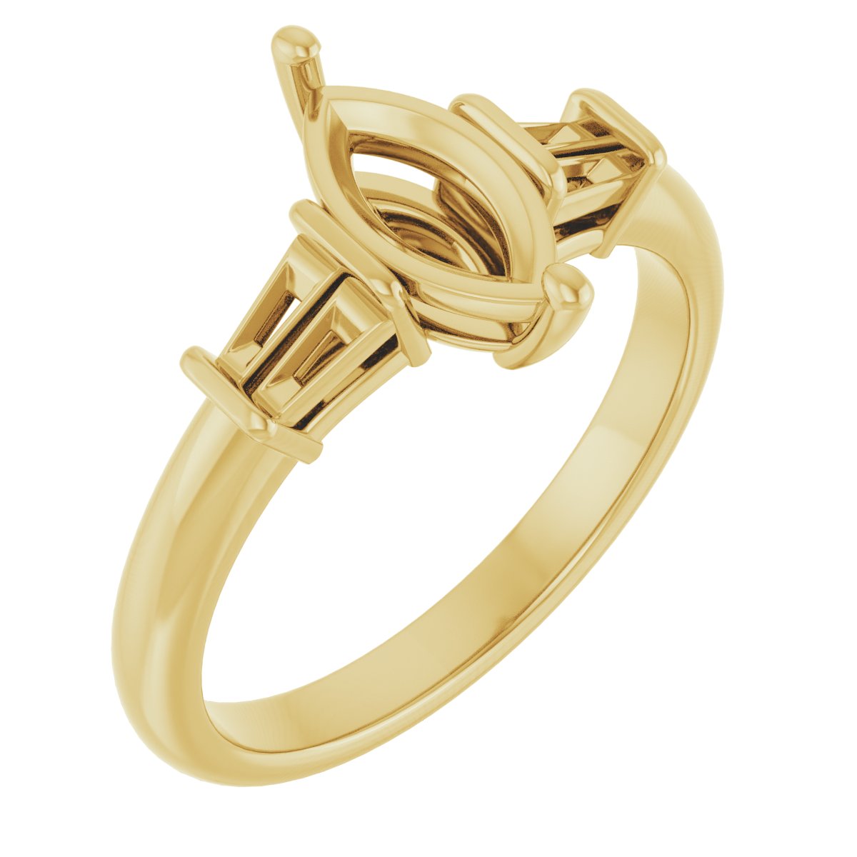 Baguette Accented Engagement Ring