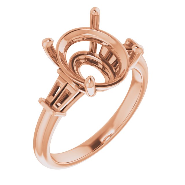 Baguette Accented Engagement Ring