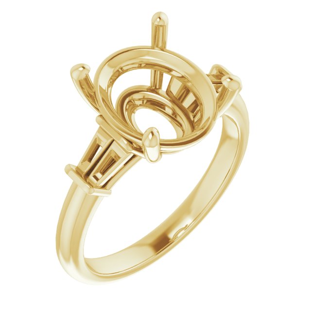 Baguette Accented Engagement Ring