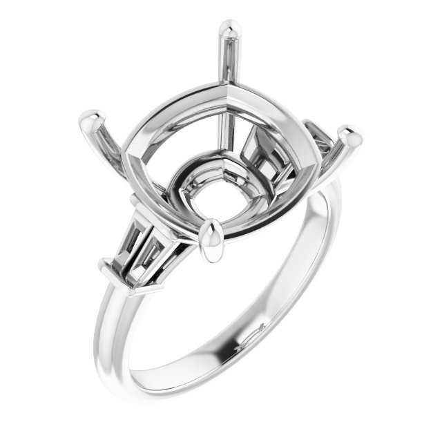 Baguette Accented Engagement Ring