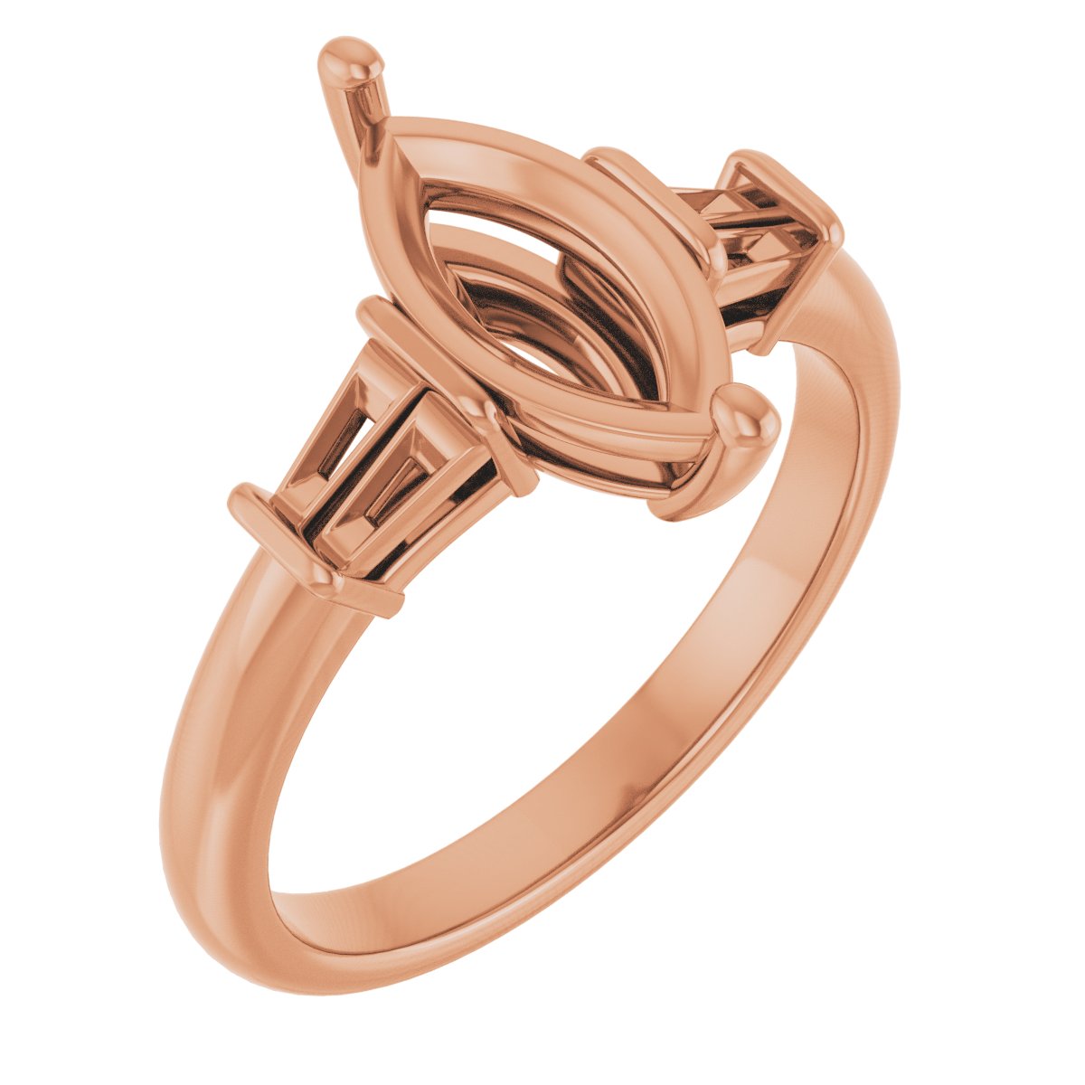 Baguette Accented Engagement Ring
