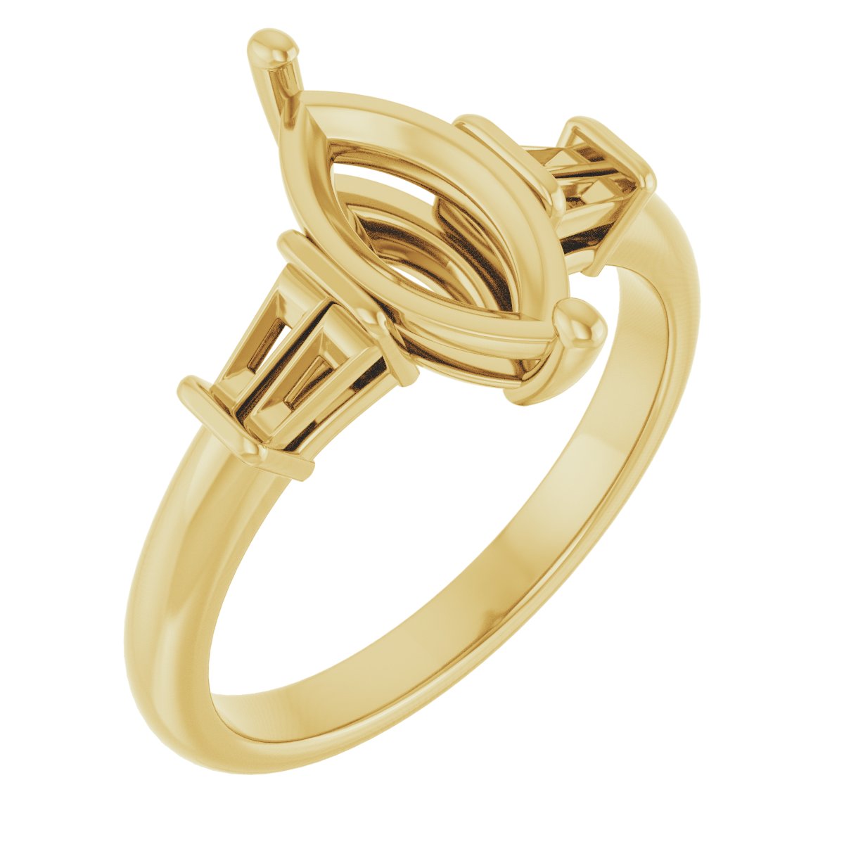 Baguette Accented Engagement Ring