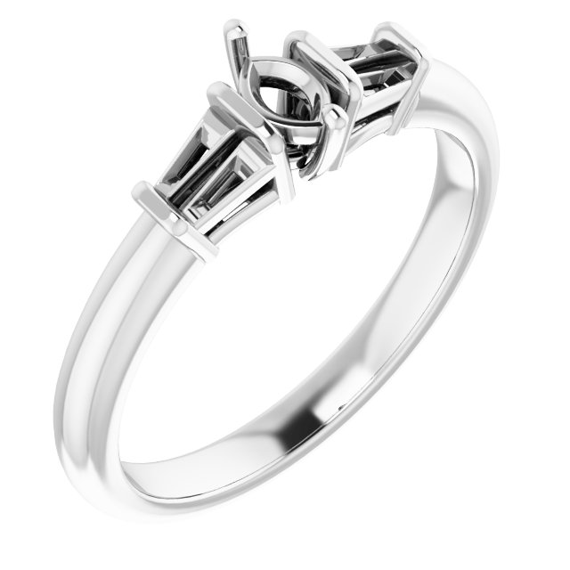 Baguette Accented Engagement Ring