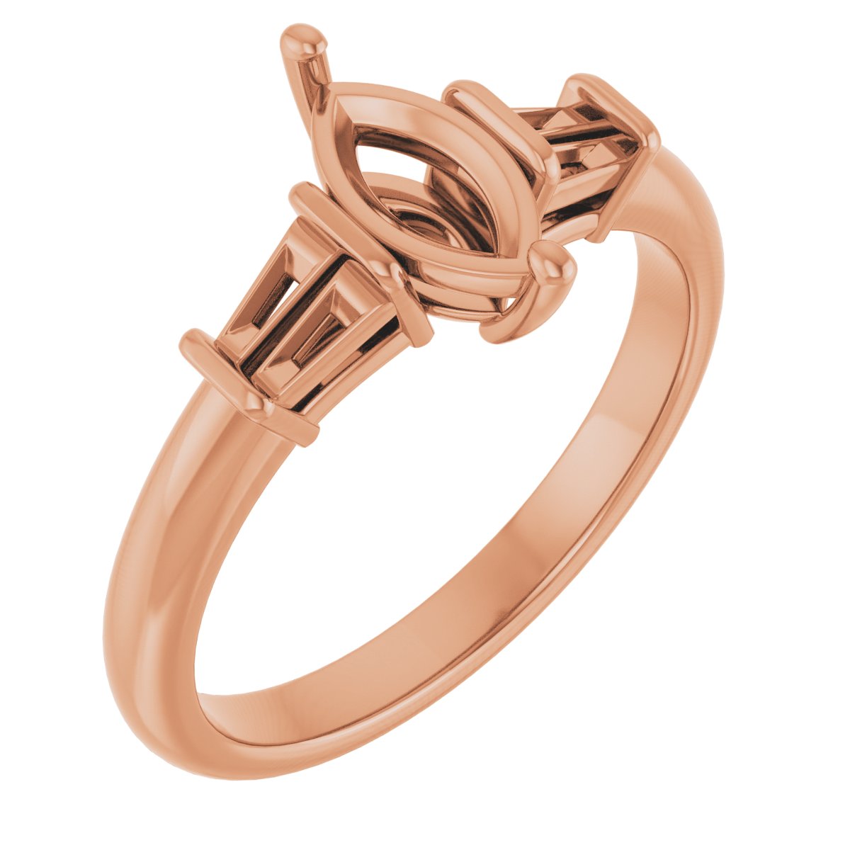 Baguette Accented Engagement Ring