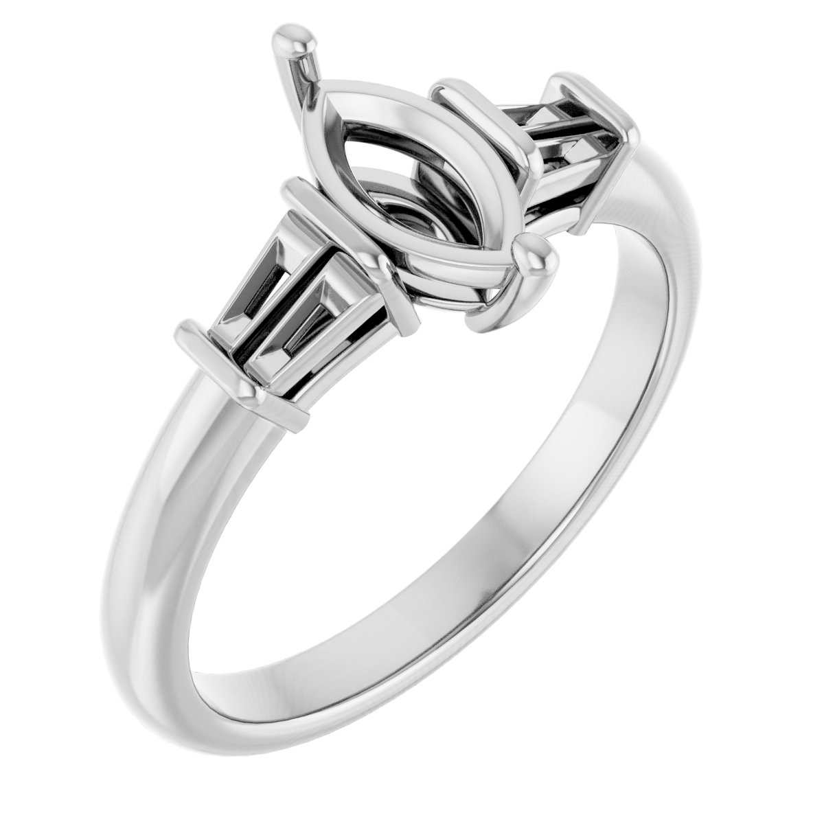 Baguette Accented Engagement Ring