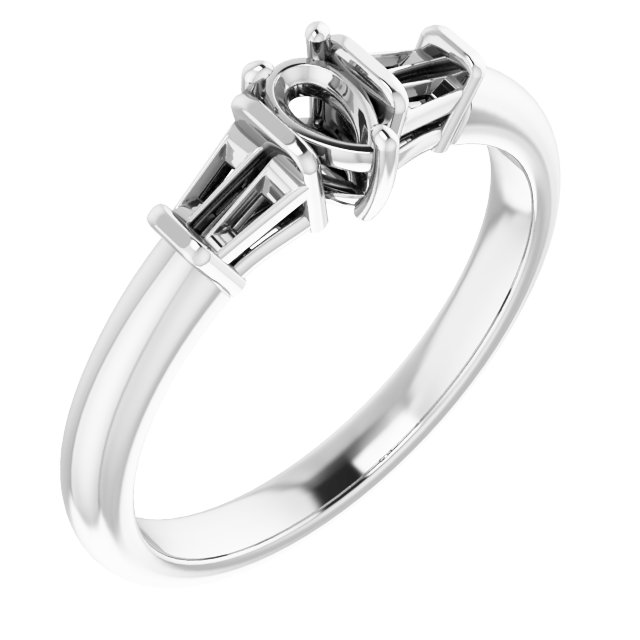 Baguette Accented Engagement Ring