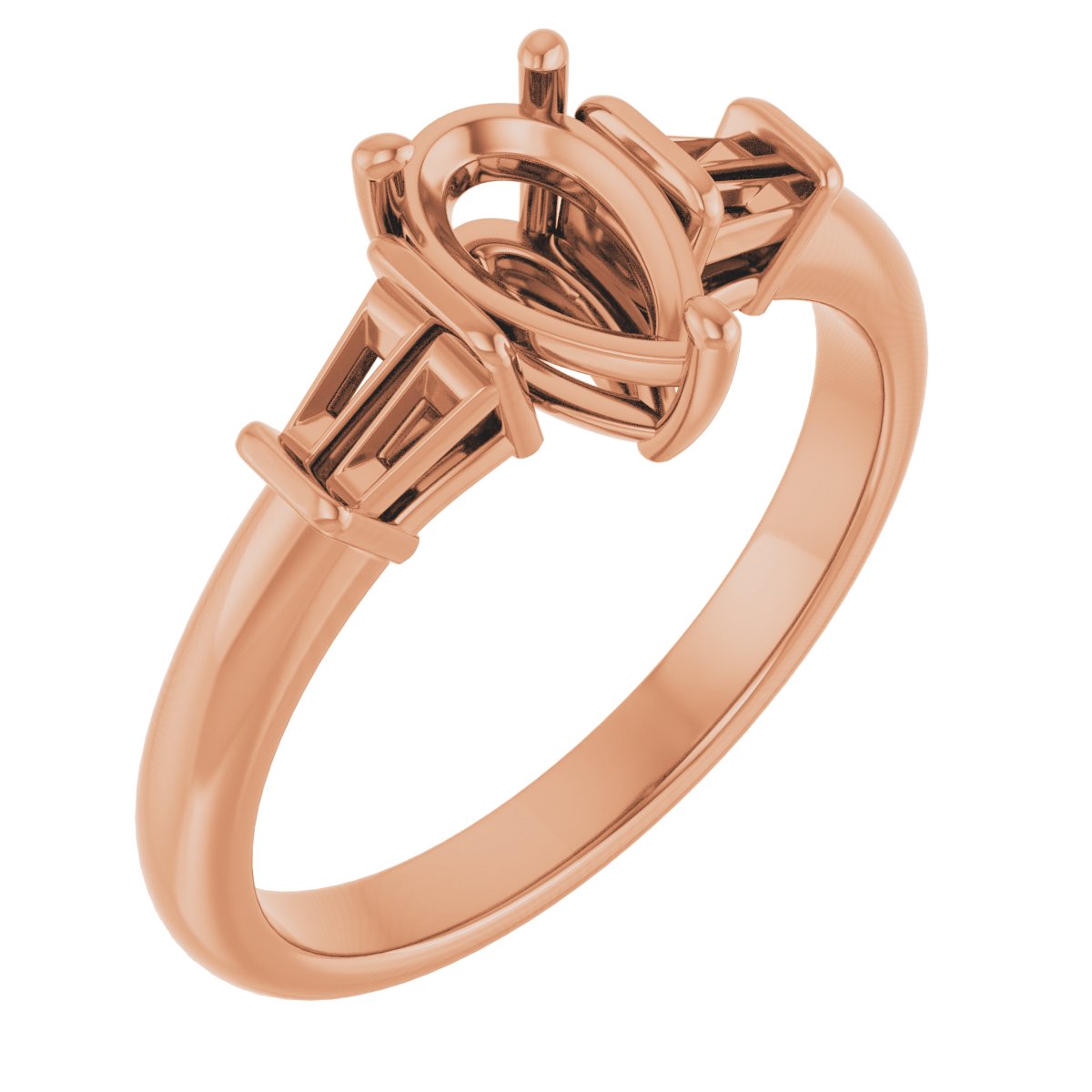 Baguette Accented Engagement Ring