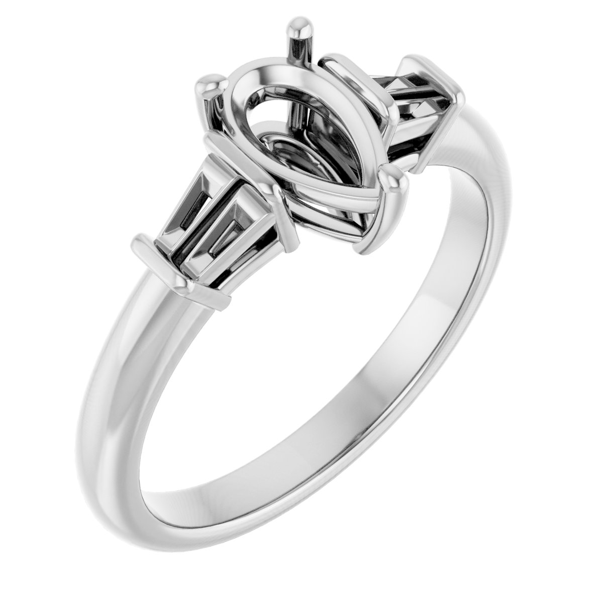 Baguette Accented Engagement Ring