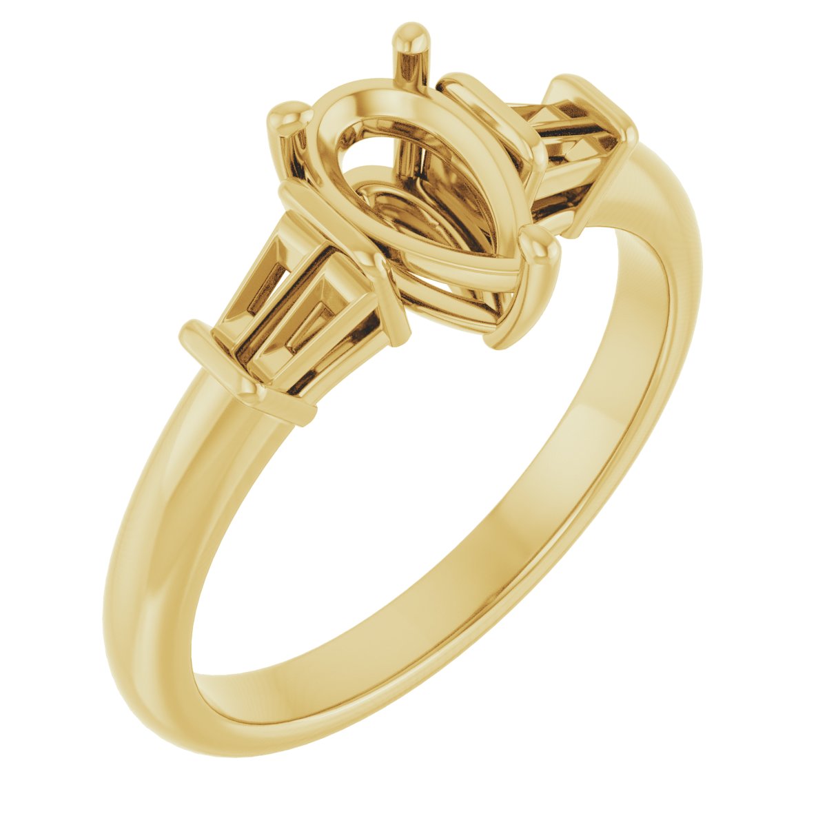 Baguette Accented Engagement Ring