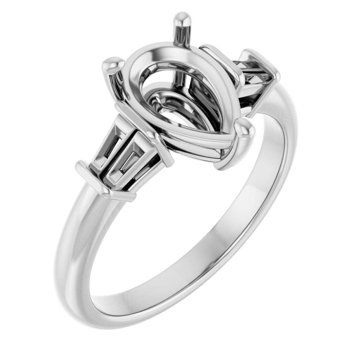 Baguette Accented Engagement Ring