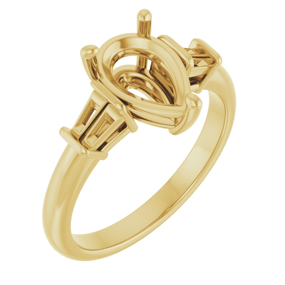 Baguette Accented Engagement Ring