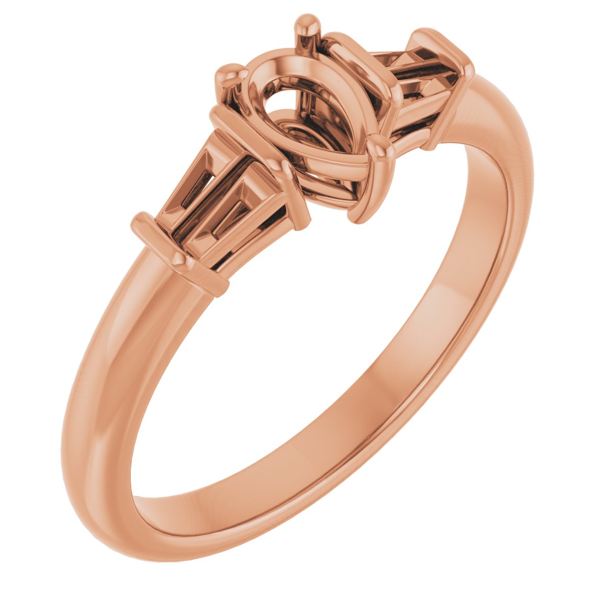 Baguette Accented Engagement Ring
