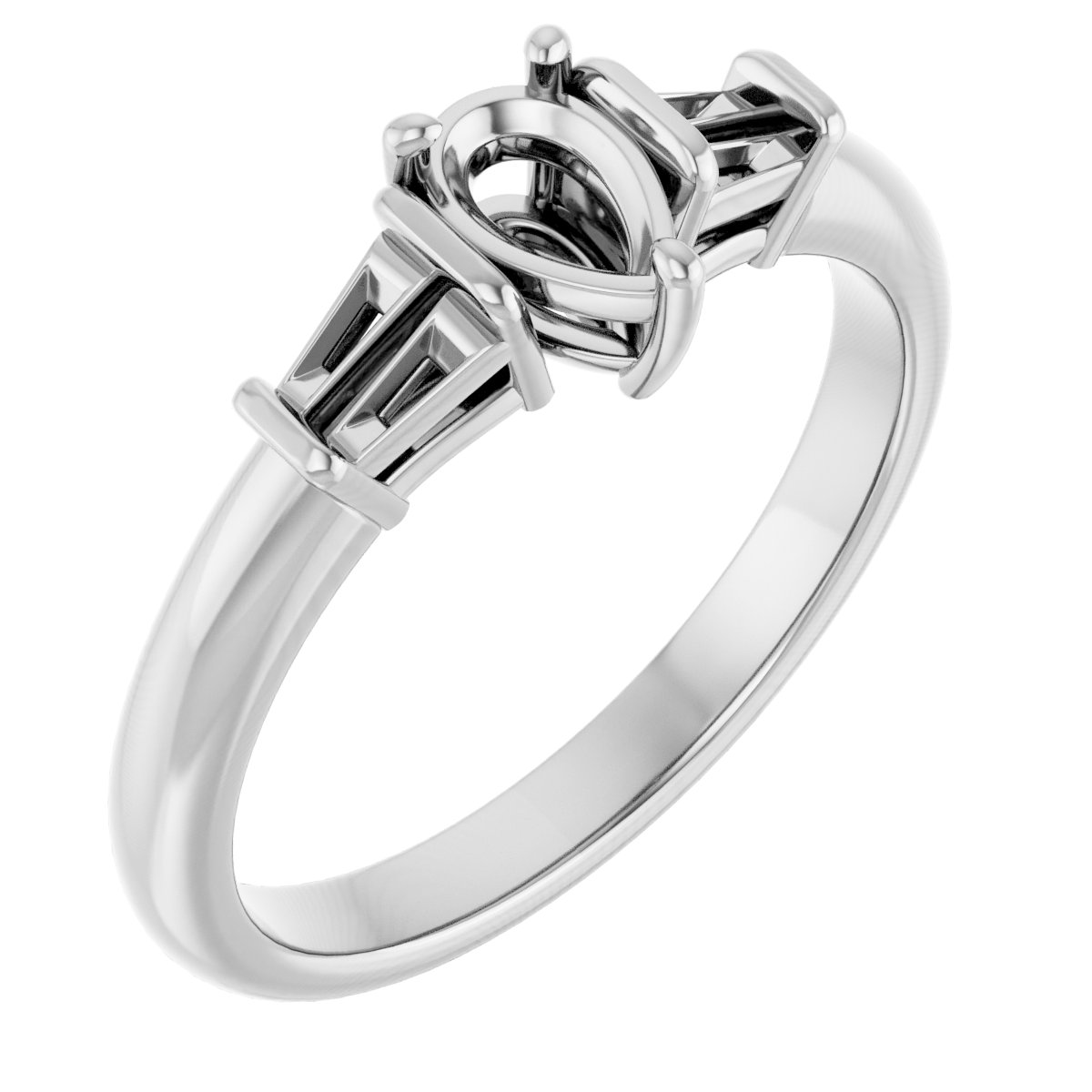 Baguette Accented Engagement Ring