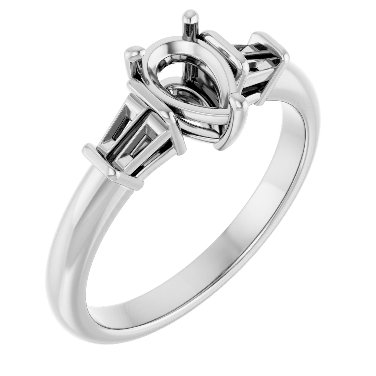 Baguette Accented Engagement Ring