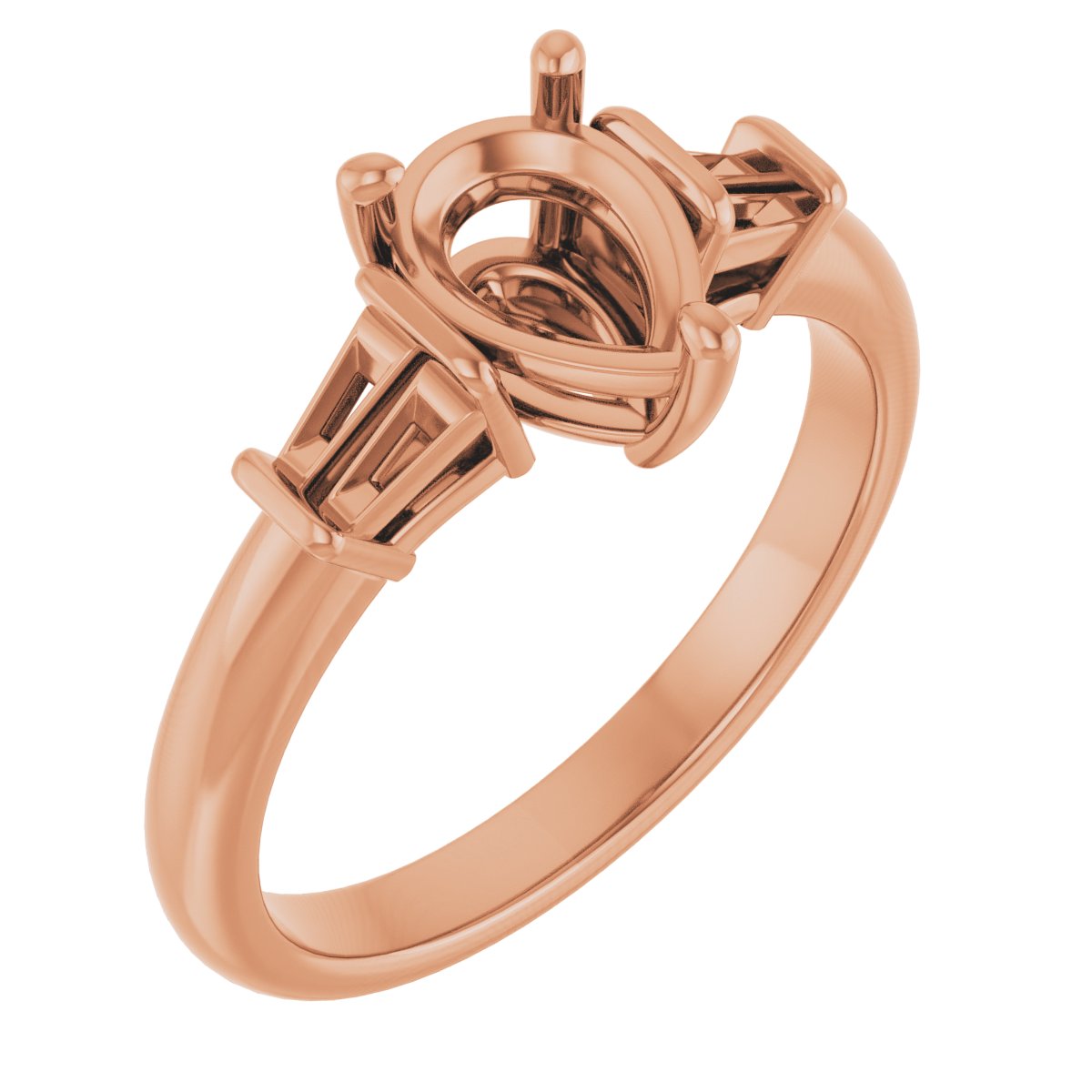 Baguette Accented Engagement Ring