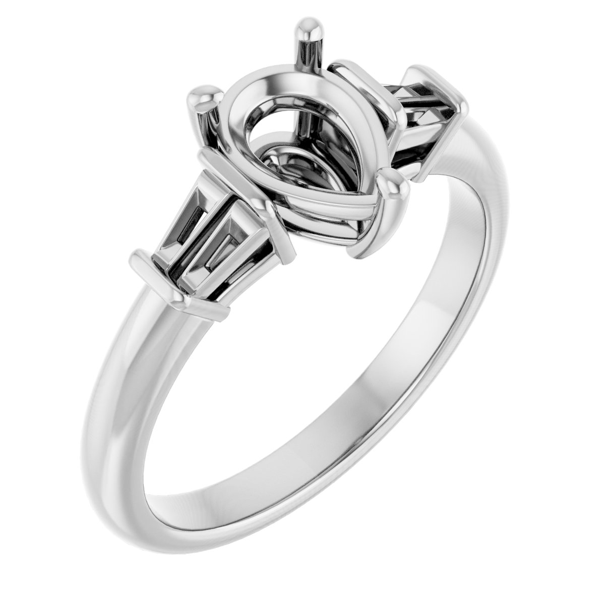 Baguette Accented Engagement Ring