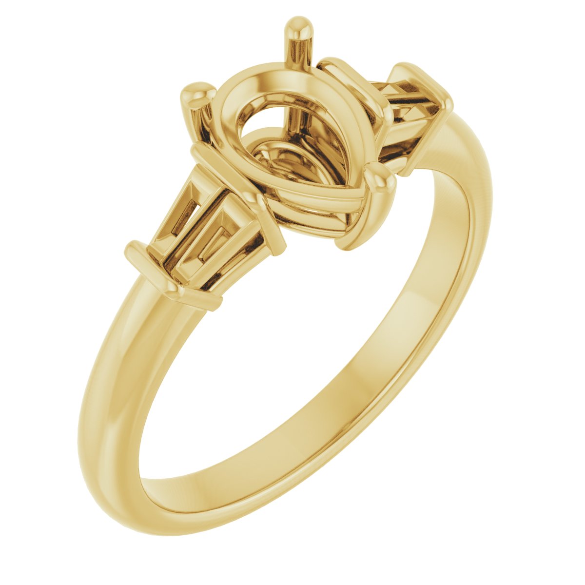 Baguette Accented Engagement Ring