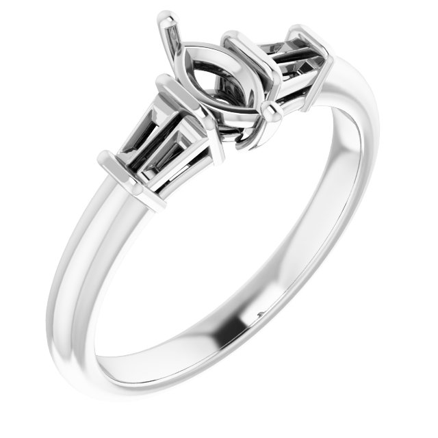 Baguette Accented Engagement Ring