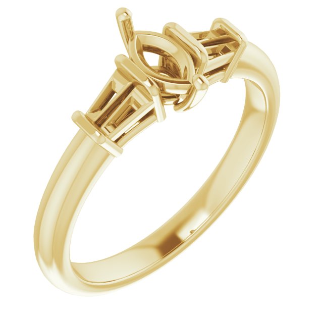 Baguette Accented Engagement Ring