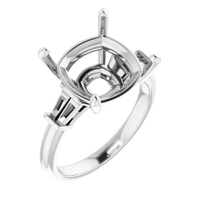 Baguette Accented Engagement Ring