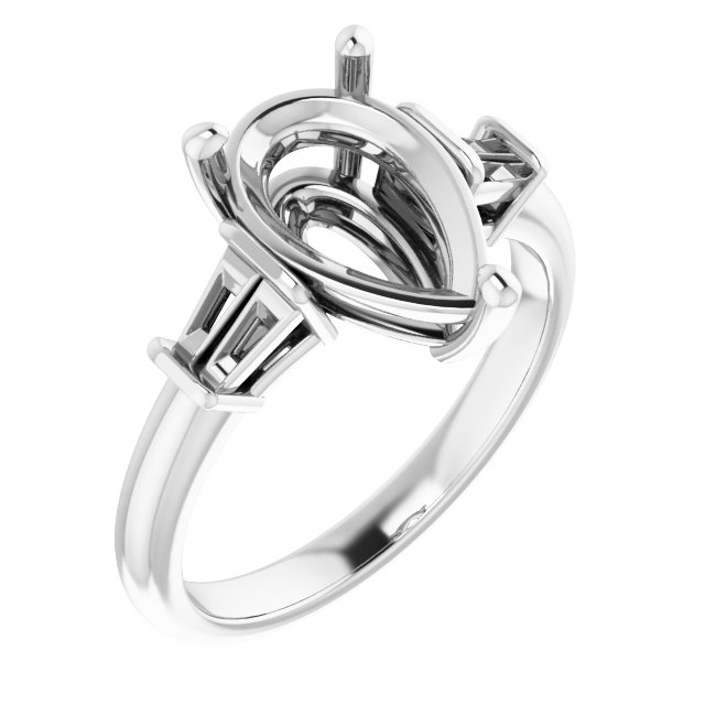 Baguette Accented Engagement Ring