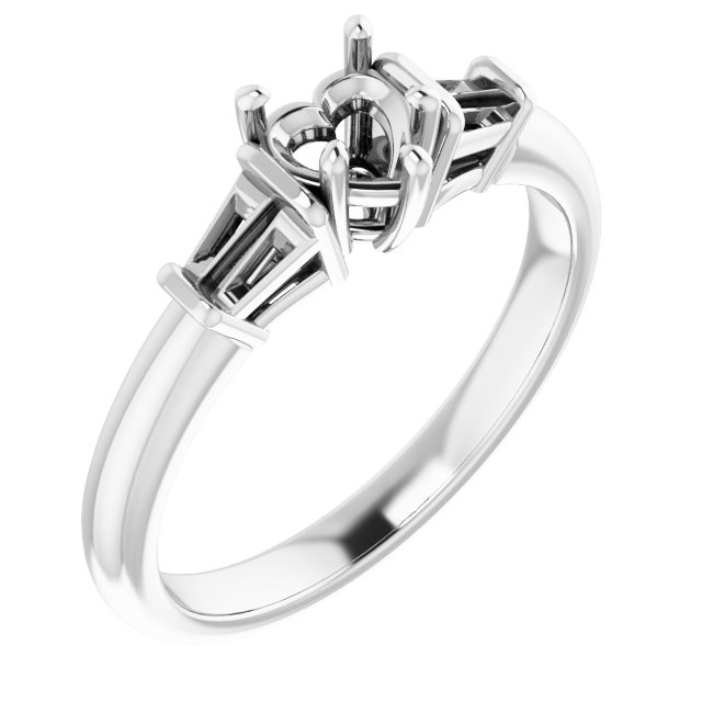 Baguette Accented Engagement Ring