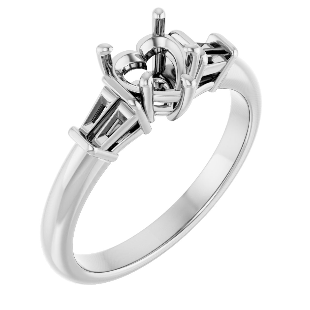 Baguette Accented Engagement Ring