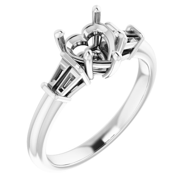 Baguette Accented Engagement Ring