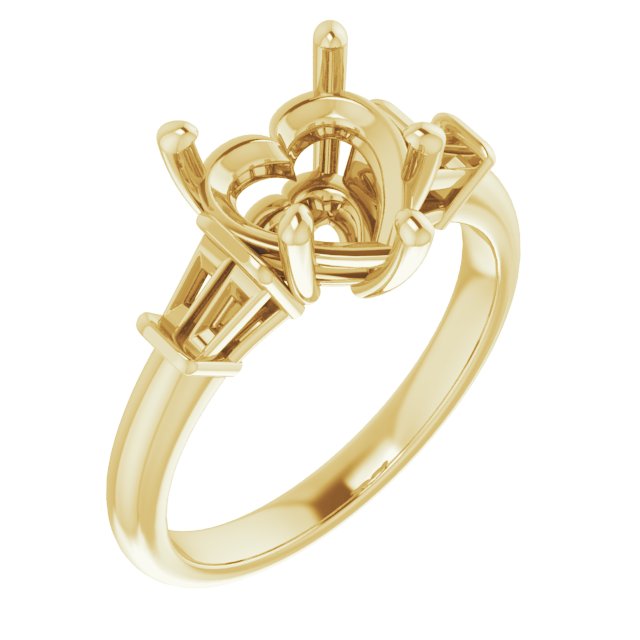 Baguette Accented Engagement Ring