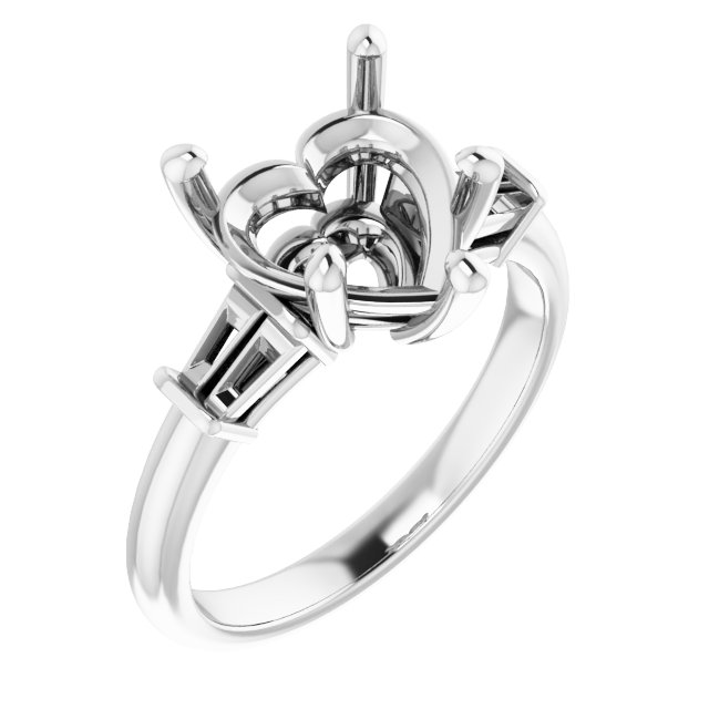 Baguette Accented Engagement Ring