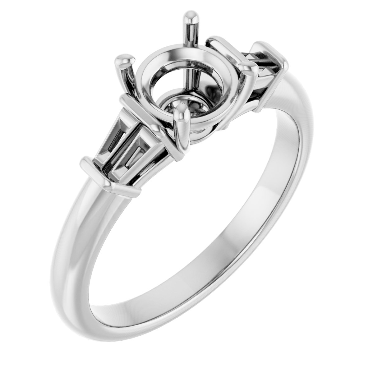 Baguette Accented Engagement Ring