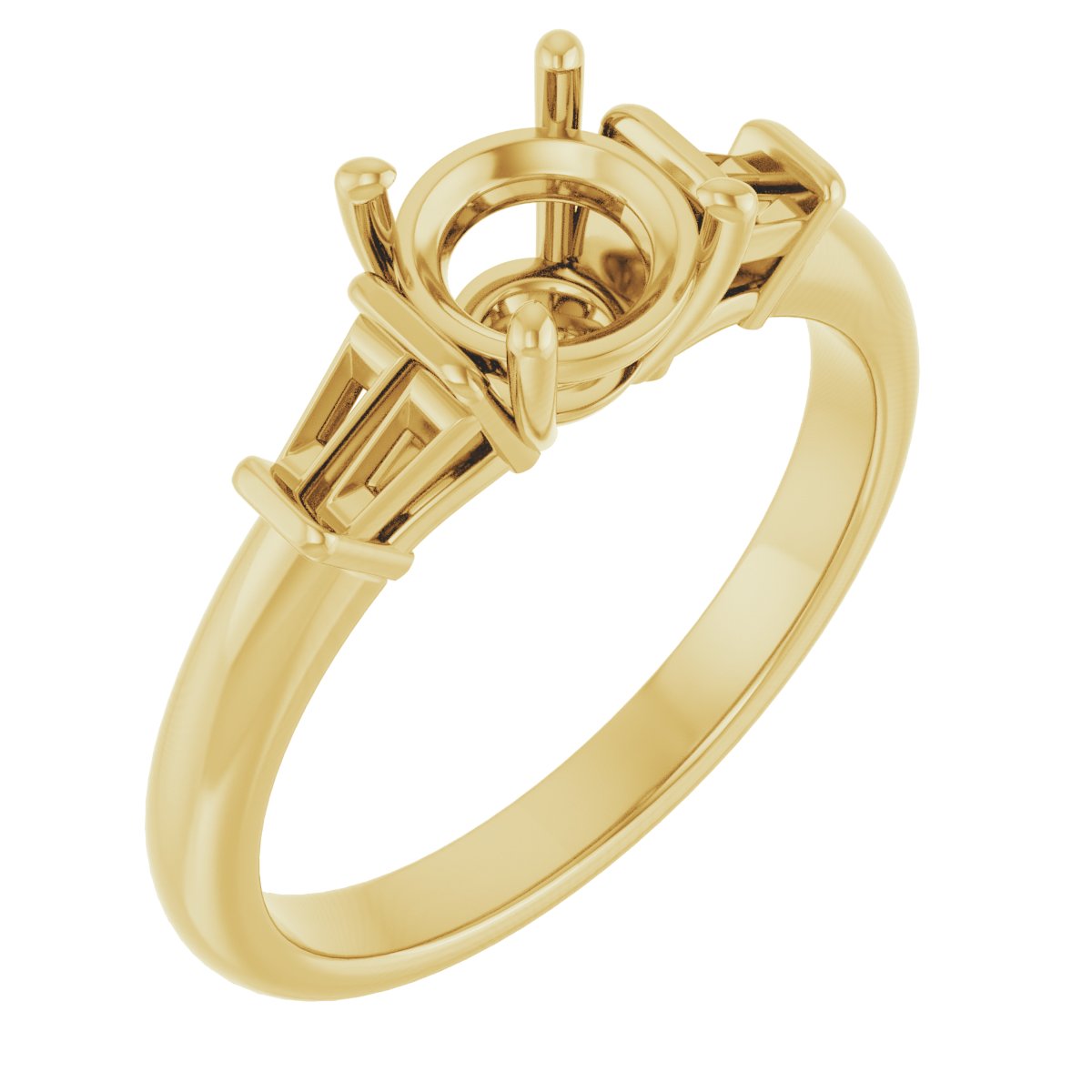 Baguette Accented Engagement Ring