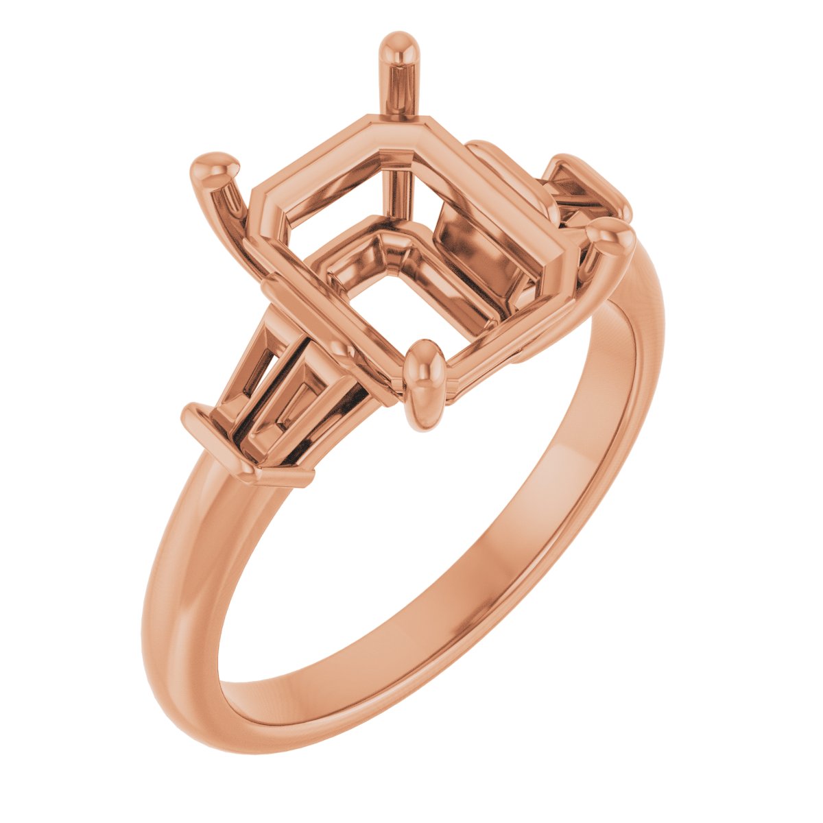 Baguette Accented Engagement Ring